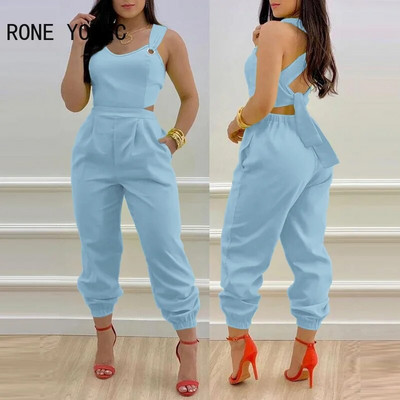 Ženska odjeća Kombinezoni 2023 Jednobojni Kombinezon bez leđa s ukrštenim detaljima