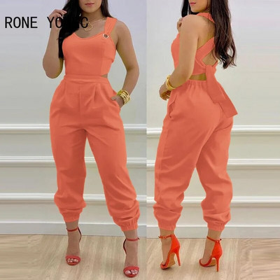 Ženska odjeća Kombinezoni 2023 Jednobojni Kombinezon bez leđa s ukrštenim detaljima