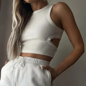 Top cu vestă y2k pentru femei Topuri tricotate cu nervuri Gât de vară Cămăși pentru femei Tank Top pentru femei Cămăși casual maro