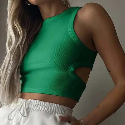 Top cu vestă y2k pentru femei Topuri tricotate cu nervuri Gât de vară Cămăși pentru femei Tank Top pentru femei Cămăși casual maro
