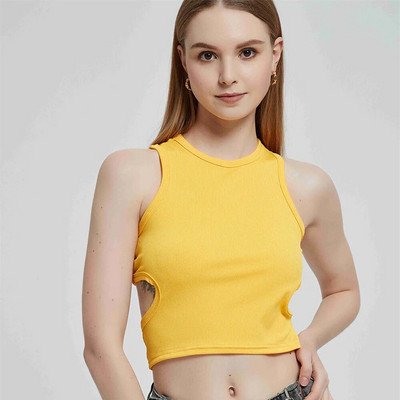 Top cu vestă y2k pentru femei Topuri tricotate cu nervuri Gât de vară Cămăși pentru femei Tank Top pentru femei Cămăși casual maro