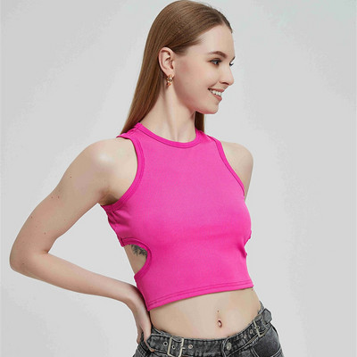 Top cu vestă y2k pentru femei Topuri tricotate cu nervuri Gât de vară Cămăși pentru femei Tank Top pentru femei Cămăși casual maro