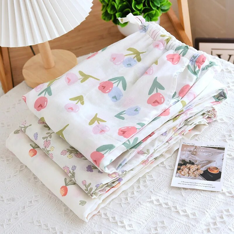 Proljeće Ljeto Cvjetni print Pj Hlače Kućna Ženska Kućna Odjeća Pidžama Hlače Pamučne Pidžame Hlače Kućna odjeća Ženski donji dio