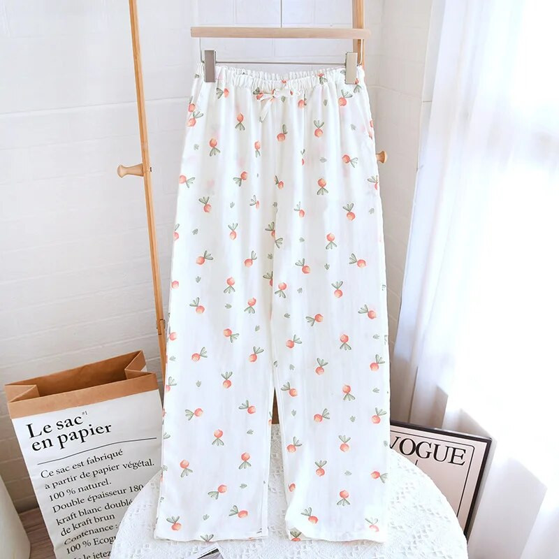 Proljeće Ljeto Cvjetni print Pj Hlače Kućna Ženska Kućna Odjeća Pidžama Hlače Pamučne Pidžame Hlače Kućna odjeća Ženski donji dio