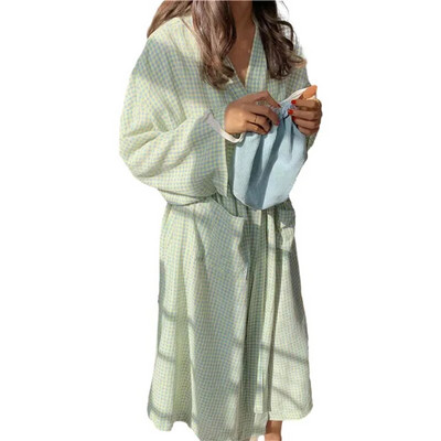 Halat de baie pentru femei, cu volane, cu mânecă lungă, în stil coreean, halat dulce, alb, elegant, spa, doamnă, primăvară, toamnă, acasă, halat, halate, pijamale