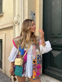 Veste cu patchwork cu imprimeu floral de toamnă pentru femei, dulci, fără mâneci, cu imprimare, veste largi 2023, vestă vintage pentru femeie