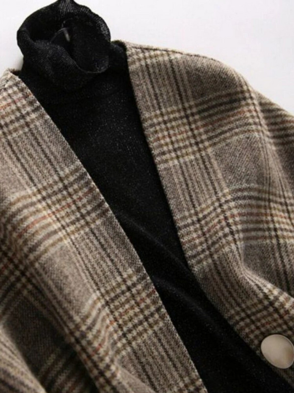 Mješavine Žene Ženski korejski stil Jesen Zima Vintage gumbi Trendy uredske dame Elegantne ležerne Retro odjeća za sve vrste V-izreza