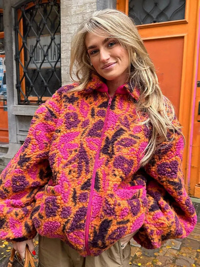 Y2k Дамско плюшено яке с цип Дебело топло свободно плюшено палто от изкуствена кожа с дълъг ръкав Модно женско есенно зимно плюшено яке
