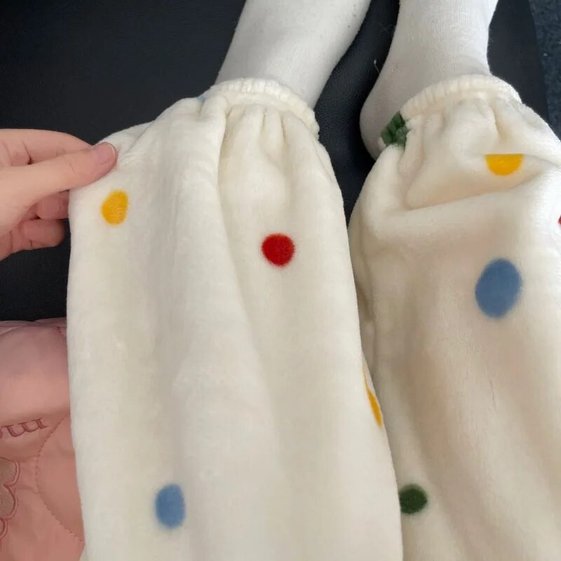 Moteriškos pižamos kelnės, šiltos flanelinės kelnės, plius vilnos, storintos koralinės vilnos kelnės Y2k žvaigždutėmis margintos flanelinės apatinės kišenės