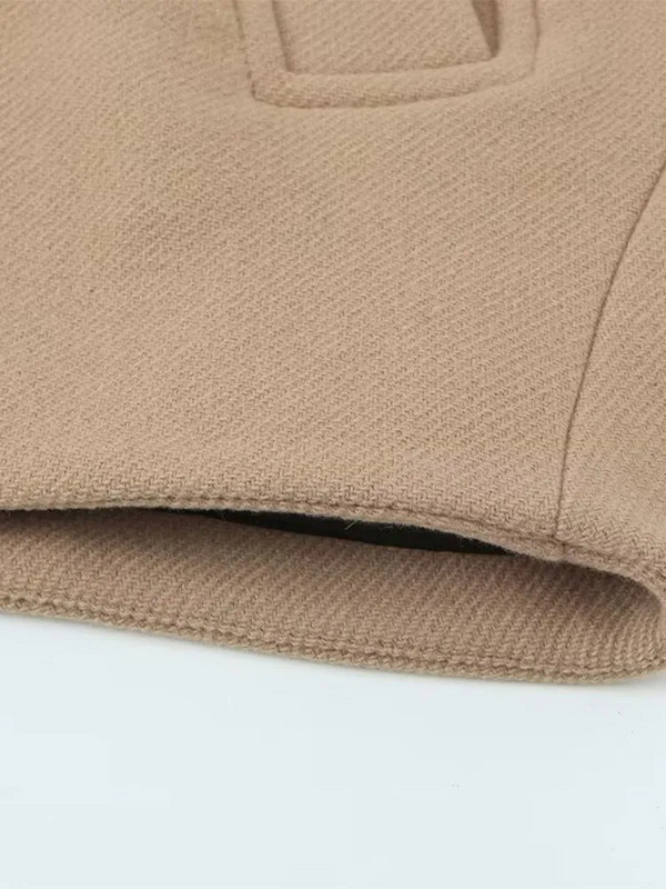 Tugev üherealine mantel naiste sügistalvine pikkade varrukatega voodipesu kaelarihm vabaaja naiste jakid, stiilsed taskud lahtised tänavarõivad