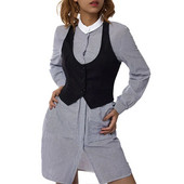 Vestă ocazională scurtă pentru femei, de culoare solidă, fără mâneci, cu nasturi, veste elegantă, costum smoking, cu spatele cros, îmbrăcăminte de stradă vintage