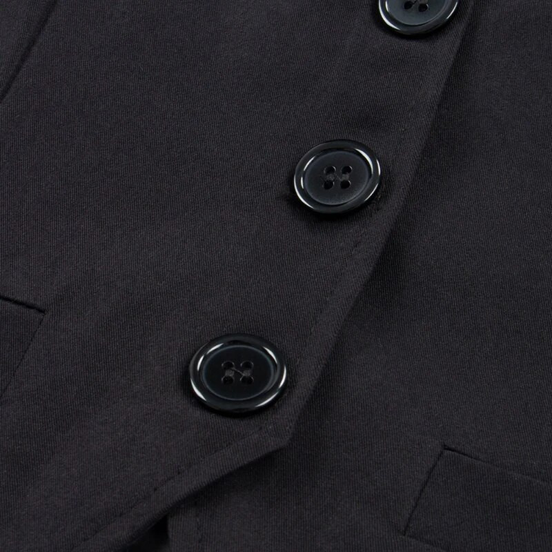 Moteriška laisvalaikio trumpa liemenė, vienspalvė, be rankovių užsegama, plona, puošni liemenė, smokingo kostiumėlis, senovinė gatvės apranga