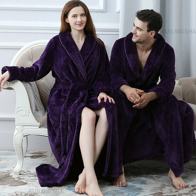 Halat de baie de flanel și căldură, de iarnă, mărime mare, pentru bărbați, din catifea, halat de baie, halat de mireasa, pentru iubitorii de jacquard, haine de noapte