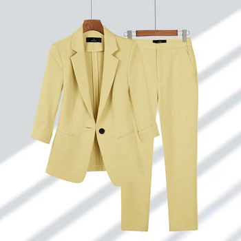 Άνοιξη Καλοκαίρι 2023 Νέο κομψό κοστούμι ασορτί σετ σακάκι Γυναικείο κορεατικό σικ μπλέιζερ παλτό παντελόνι 2 τεμαχίων γυναικείο επαγγελματικό κοστούμι