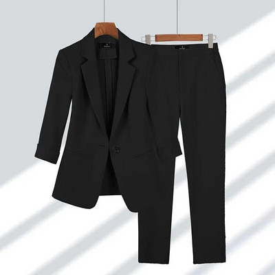 2023, primăvară, vară, nou, elegant, costum, jachetă, asortare, damă, coreeană, chic, blaze, haină, pantaloni, 2 piese, femeie, costum profesional