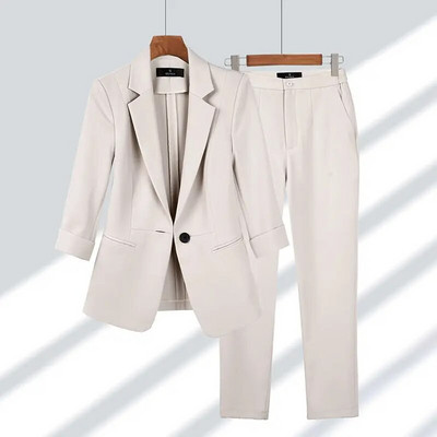2023, primăvară, vară, nou, elegant, costum, jachetă, asortare, damă, coreeană, chic, blaze, haină, pantaloni, 2 piese, femeie, costum profesional