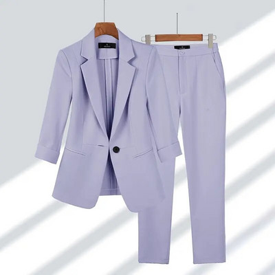 2023, primăvară, vară, nou, elegant, costum, jachetă, asortare, damă, coreeană, chic, blaze, haină, pantaloni, 2 piese, femeie, costum profesional