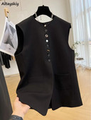 Veste negre femei, primăvară, epocă, de bază, fără mâneci, îmbrăcăminte de birou, damă, timp liber M-3XL, temperament liber, modă, chic, asortată