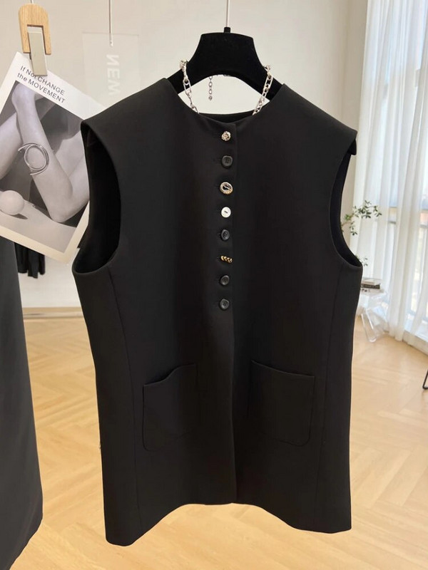 Juodos liemenės, moteriškos, naujos pavasario senovinės, paprastos berankovės, biuro moteriškas laisvalaikis M-3XL Laisvos temperamento mados prašmatnus, viskas tinka