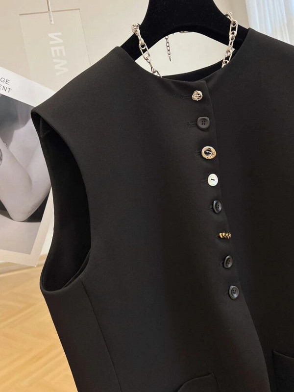 Juodos liemenės, moteriškos, naujos pavasario senovinės, paprastos berankovės, biuro moteriškas laisvalaikis M-3XL Laisvos temperamento mados prašmatnus, viskas tinka