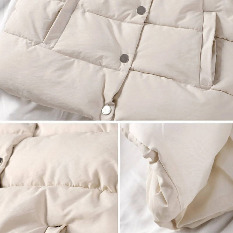 Udoban, jednobojan, samostojeći ovratnik, zimska pamučna puferica, višenamjenska podstavljena puferica s uzicom Rub Ženska odjeća