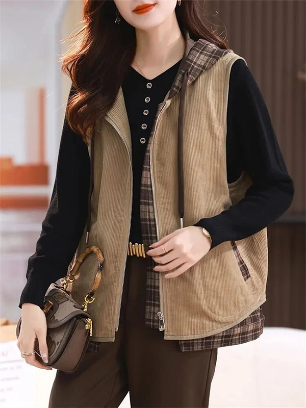Κοτλέ γιλέκο Γυναικείο σακάκι Άνοιξη, Φθινόπωρο Χειμώνας 2024 New Explosions Western Style Wearing Mother European Vest Γιλέκο γιλέκο