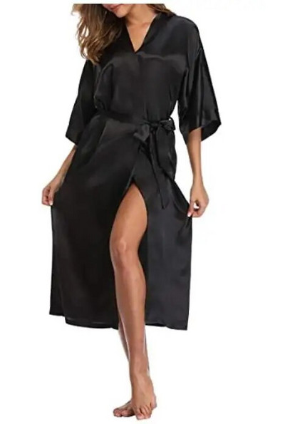 Robă lungă sexy pentru femei, cu buzunar, nuntă, mireasă, rochie de domnișoară de onoare, halat de baie, kimono, mărime mare, S-XXXL, rochie de noapte