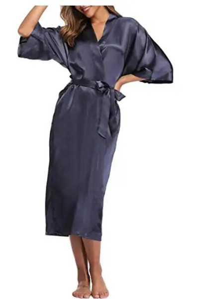 Robă lungă sexy pentru femei, cu buzunar, nuntă, mireasă, rochie de domnișoară de onoare, halat de baie, kimono, mărime mare, S-XXXL, rochie de noapte