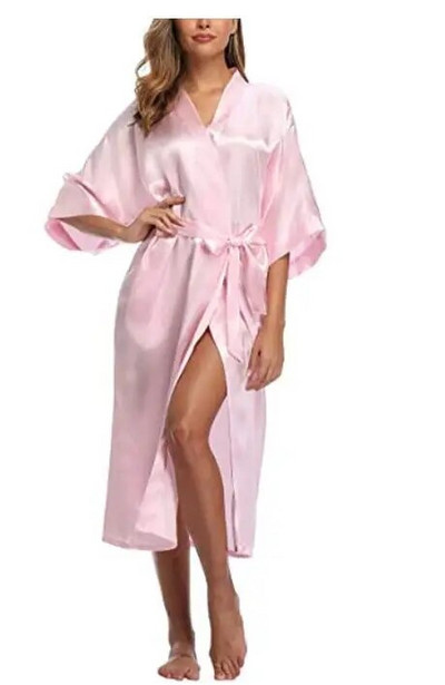 Robă lungă sexy pentru femei, cu buzunar, nuntă, mireasă, rochie de domnișoară de onoare, halat de baie, kimono, mărime mare, S-XXXL, rochie de noapte