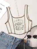 2000-ih Y2K odjeća High Street grafički top bez rukava s biljnim printom za žene Ljetni grunge bez rukava Crop Top Streetwear