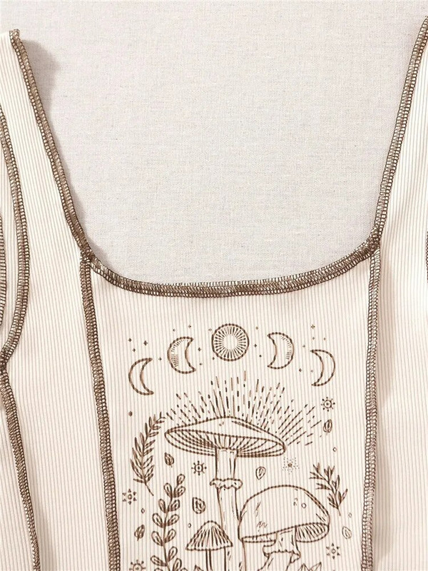 2000-ih Y2K odjeća High Street grafički top bez rukava s biljnim printom za žene Ljetni grunge bez rukava Crop Top Streetwear