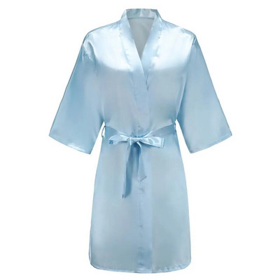 Noua halat kimono din matase Halat de baie pentru femei Robe de dama de onoare din matase Robe sexy bleumarin Robe din satin Robe de toaleta pentru doamne