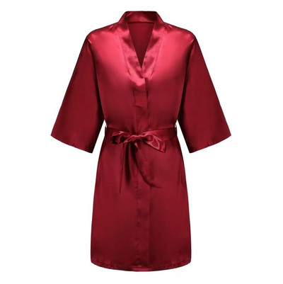 Noua halat kimono din matase Halat de baie pentru femei Robe de dama de onoare din matase Robe sexy bleumarin Robe din satin Robe de toaleta pentru doamne
