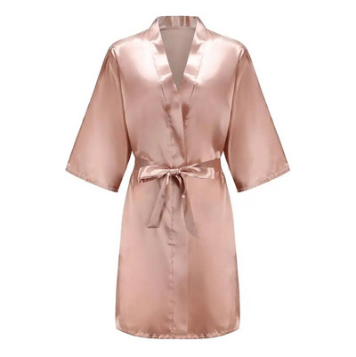 Noua halat kimono din matase Halat de baie pentru femei Robe de dama de onoare din matase Robe sexy bleumarin Robe din satin Robe de toaleta pentru doamne