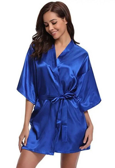 Noua halat kimono din matase Halat de baie pentru femei Robe de dama de onoare din matase Robe sexy bleumarin Robe din satin Robe de toaleta pentru doamne