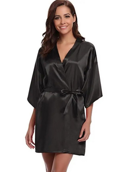 Noua halat kimono din matase Halat de baie pentru femei Robe de dama de onoare din matase Robe sexy bleumarin Robe din satin Robe de toaleta pentru doamne