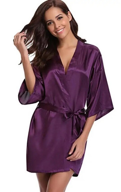 Noua halat kimono din matase Halat de baie pentru femei Robe de dama de onoare din matase Robe sexy bleumarin Robe din satin Robe de toaleta pentru doamne