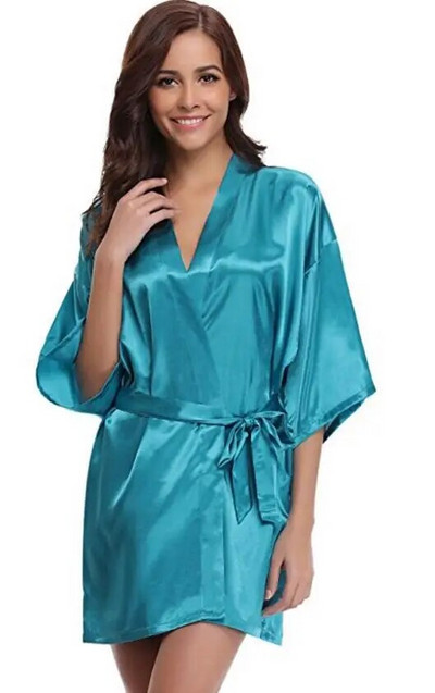 Noua halat kimono din matase Halat de baie pentru femei Robe de dama de onoare din matase Robe sexy bleumarin Robe din satin Robe de toaleta pentru doamne