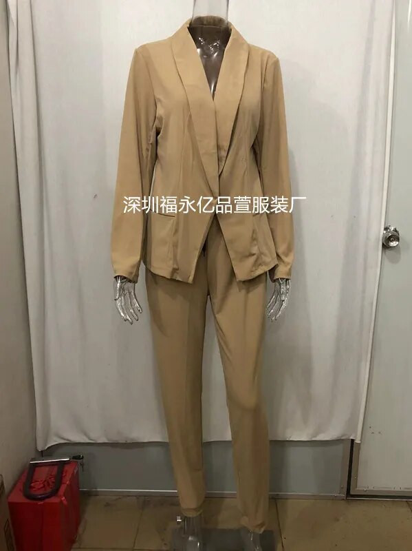 Női blézer nadrág öltönyök őszi téli hosszú ujjú zsebceruza nadrágok OL munkaruha szettek FYY-509