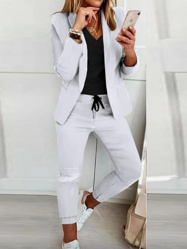 Női blézer nadrág öltönyök őszi téli hosszú ujjú zsebceruza nadrágok OL munkaruha szettek FYY-509