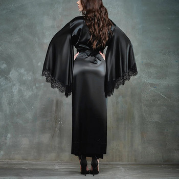 Халат от сатенено копринено кимоно Дамска сватбена роба за шаферка Есенни елегантни тънки пижами Халати Женски домашни халати 2024