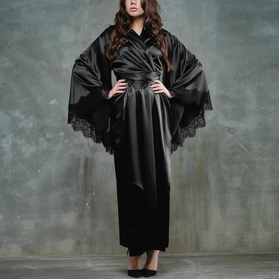 Халат от сатенено копринено кимоно Дамска сватбена роба за шаферка Есенни елегантни тънки пижами Халати Женски домашни халати 2024