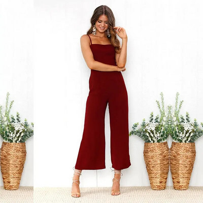 Salopetă de vară Towerke Pantaloni lungi Salopete pentru femei cu bretele spaghete fără spate Salopete pentru femei Salopete pentru femei