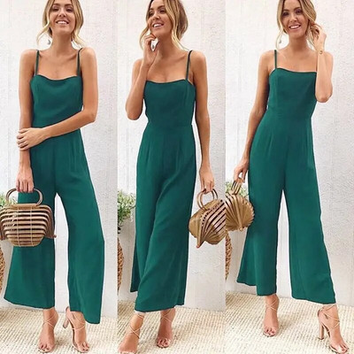 Salopetă de vară Towerke Pantaloni lungi Salopete pentru femei cu bretele spaghete fără spate Salopete pentru femei Salopete pentru femei