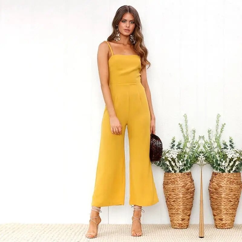 Salopetă de vară Towerke Pantaloni lungi Salopete pentru femei cu bretele spaghete fără spate Salopete pentru femei Salopete pentru femei