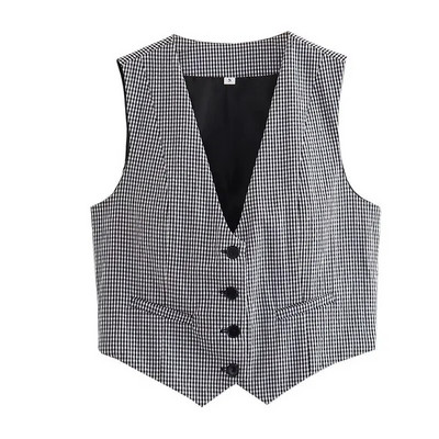 Vestă decupată, fără mâneci, cu un singur piept, veste scurte, cu decolteu în V, cu buzunar, 2023, pentru femei, de vară, haină simplă de stradă, topuri