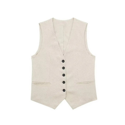 Vestă decupată, fără mâneci, cu un singur piept, veste scurte, cu decolteu în V, cu buzunar, 2023, pentru femei, de vară, haină simplă de stradă, topuri