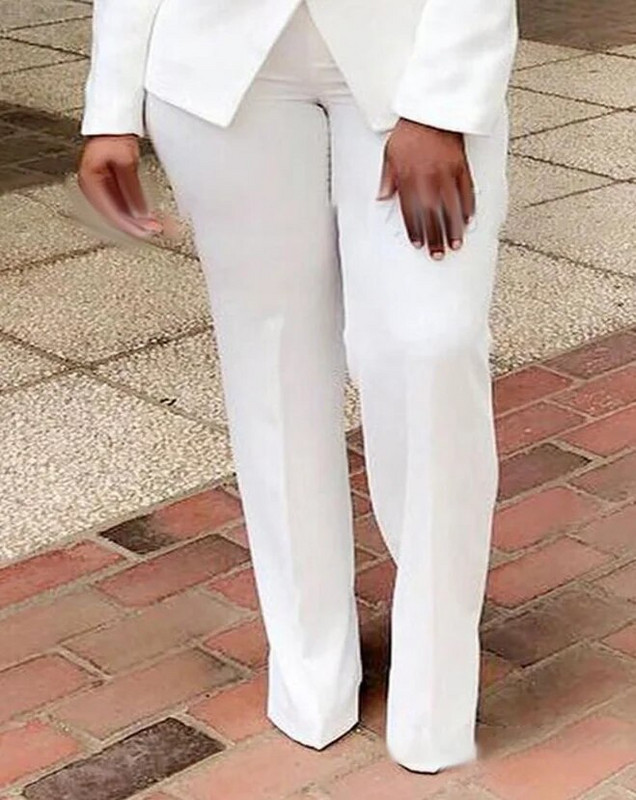 Biuro moteriški dviejų dalių komplektai Moteriški kostiumai 2023 m. pavasario mados ilgomis rankovėmis dvieilis švarkas ir paprastų elegantiškų kelnių rinkinys