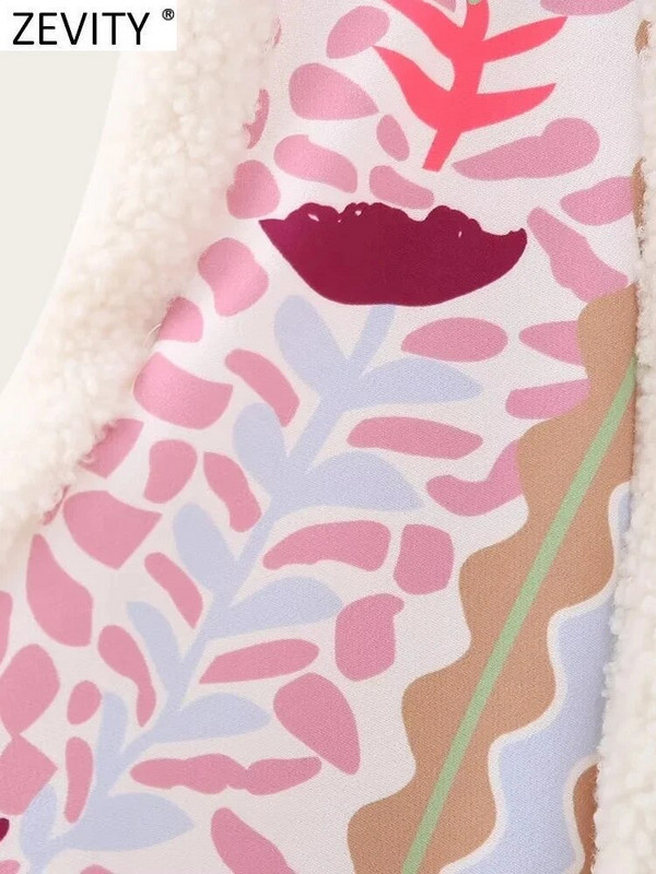 Zevity 2023. Ženska modna plišana jakna s V izrezom bez rukava s otisnutim cvjetovima Uredska ženska majica s otvorenim šavovima Gornji dio prsluka CT5063