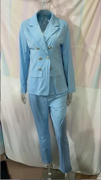 Блейзър Дамски костюми Елегантни панталони Палто с дълъг ръкав Едноцветен моден универсален ежедневен комплект Ново лято 2023 Y2k Дрехи